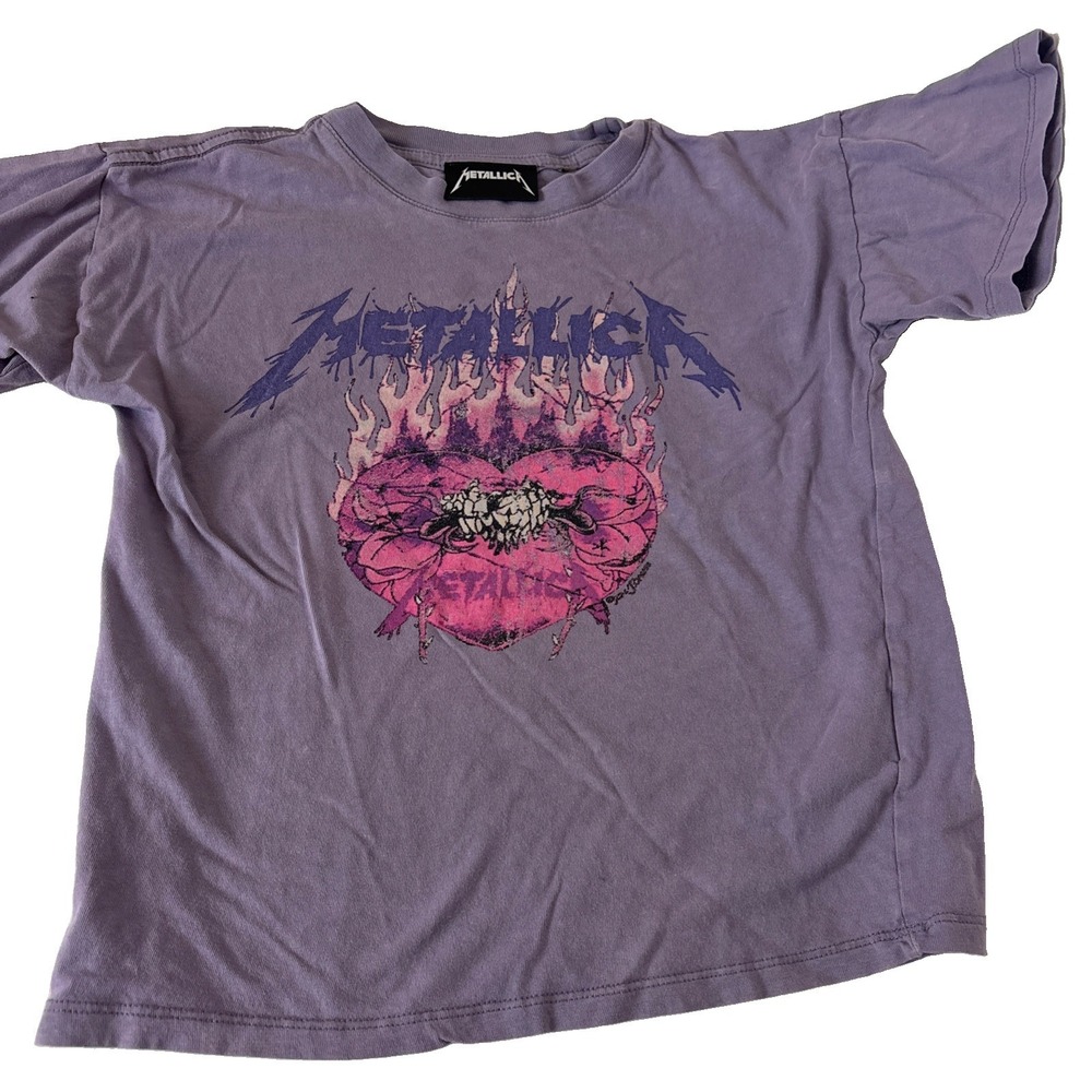 METALLICA Girls 6 T-Shirt Purple Kids Youth Cotton On Band Tour